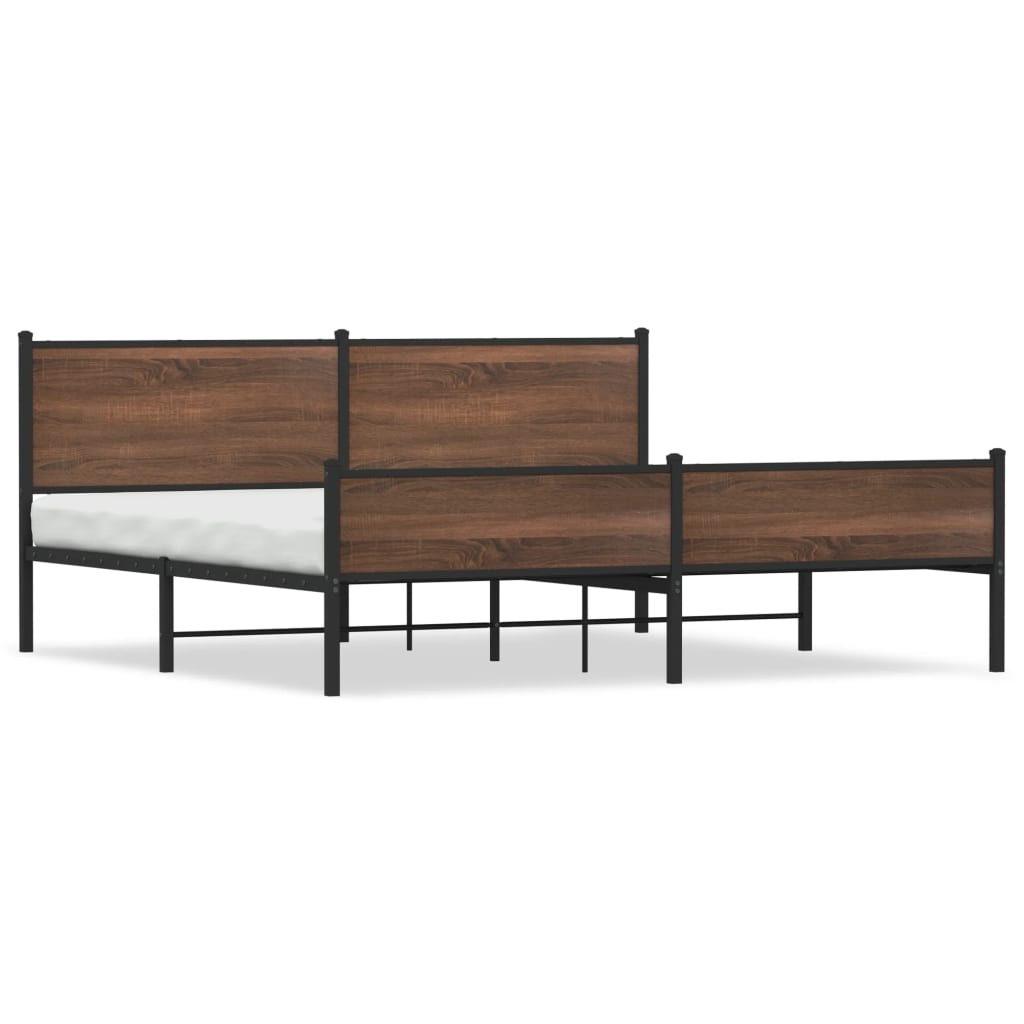 vidaXL Estructura de cama sin colchón metal roble marrón 193x203 cm