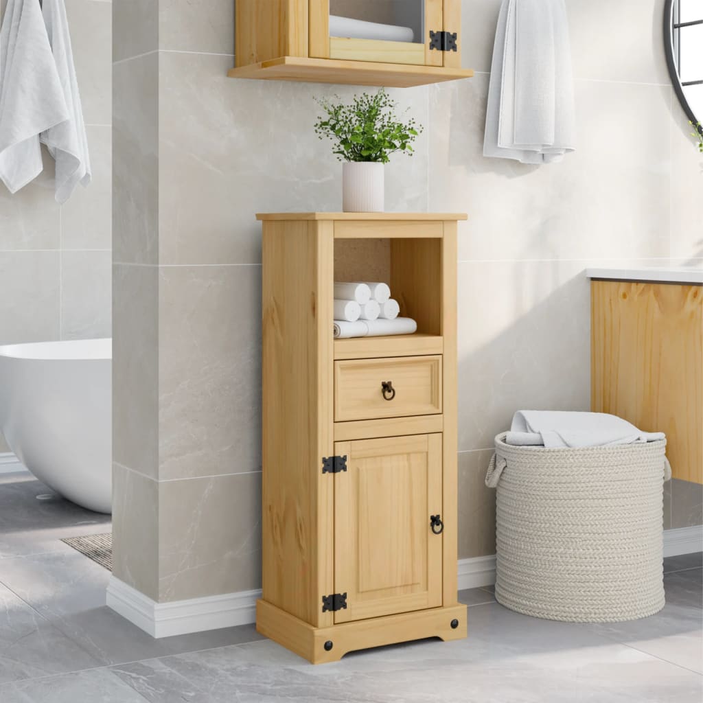 vidaXL Armario de baño Corona madera maciza de pino 45x33x110 cm