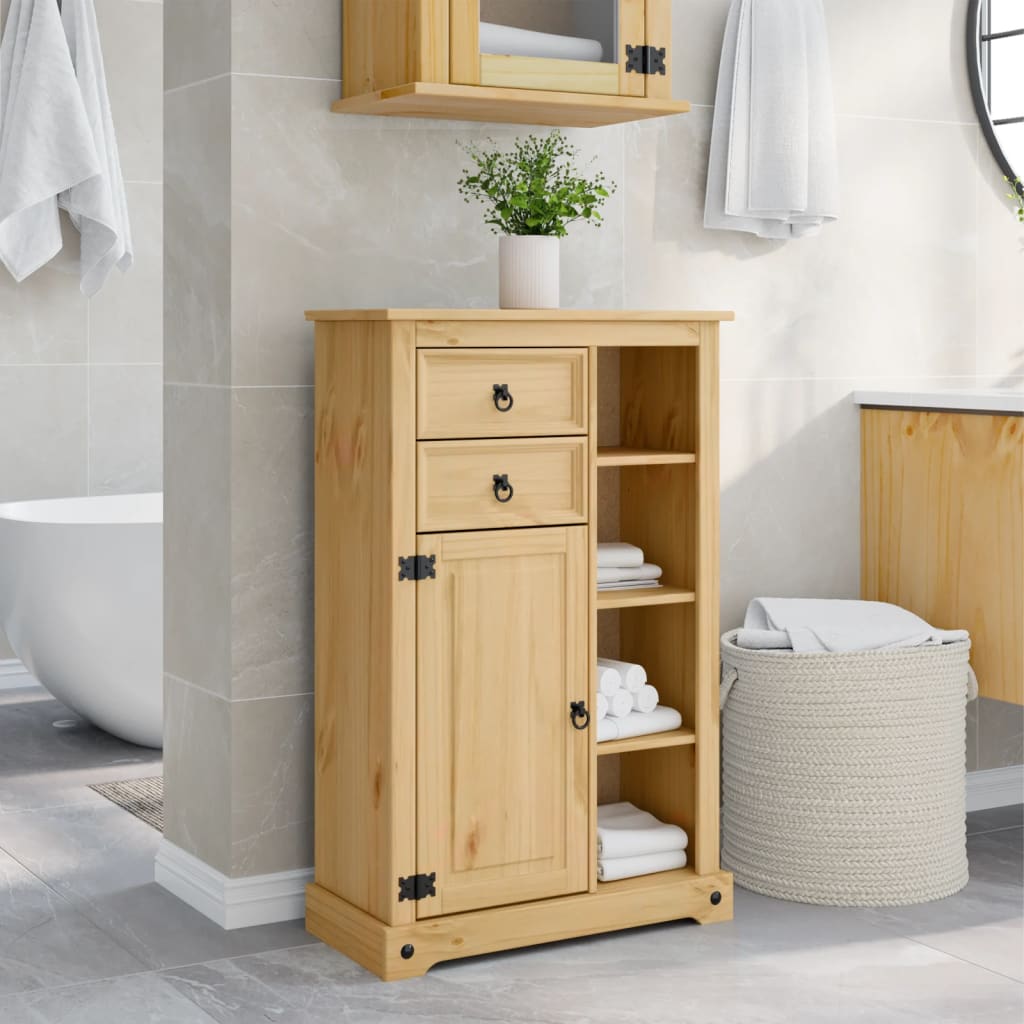 vidaXL Armario de baño Corona madera maciza de pino 70x33x110 cm