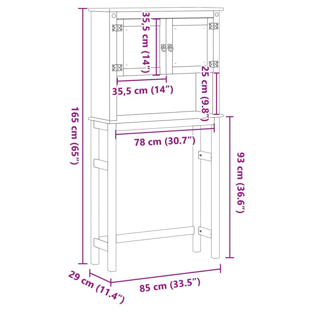 vidaXL Mueble de baño para lavadora Corona madera maciza de pino