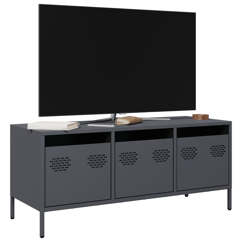 vidaXL Mueble de TV acero laminado en frío antracita 101,5x39x43,5 cm