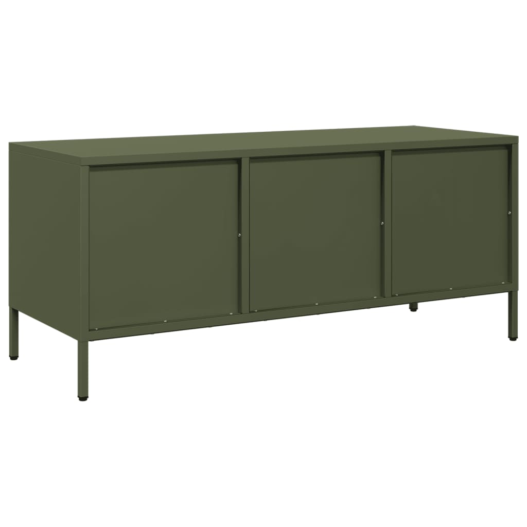 vidaXL Mueble TV acero laminado en frío verde oliva 101,5x39x43,5 cm