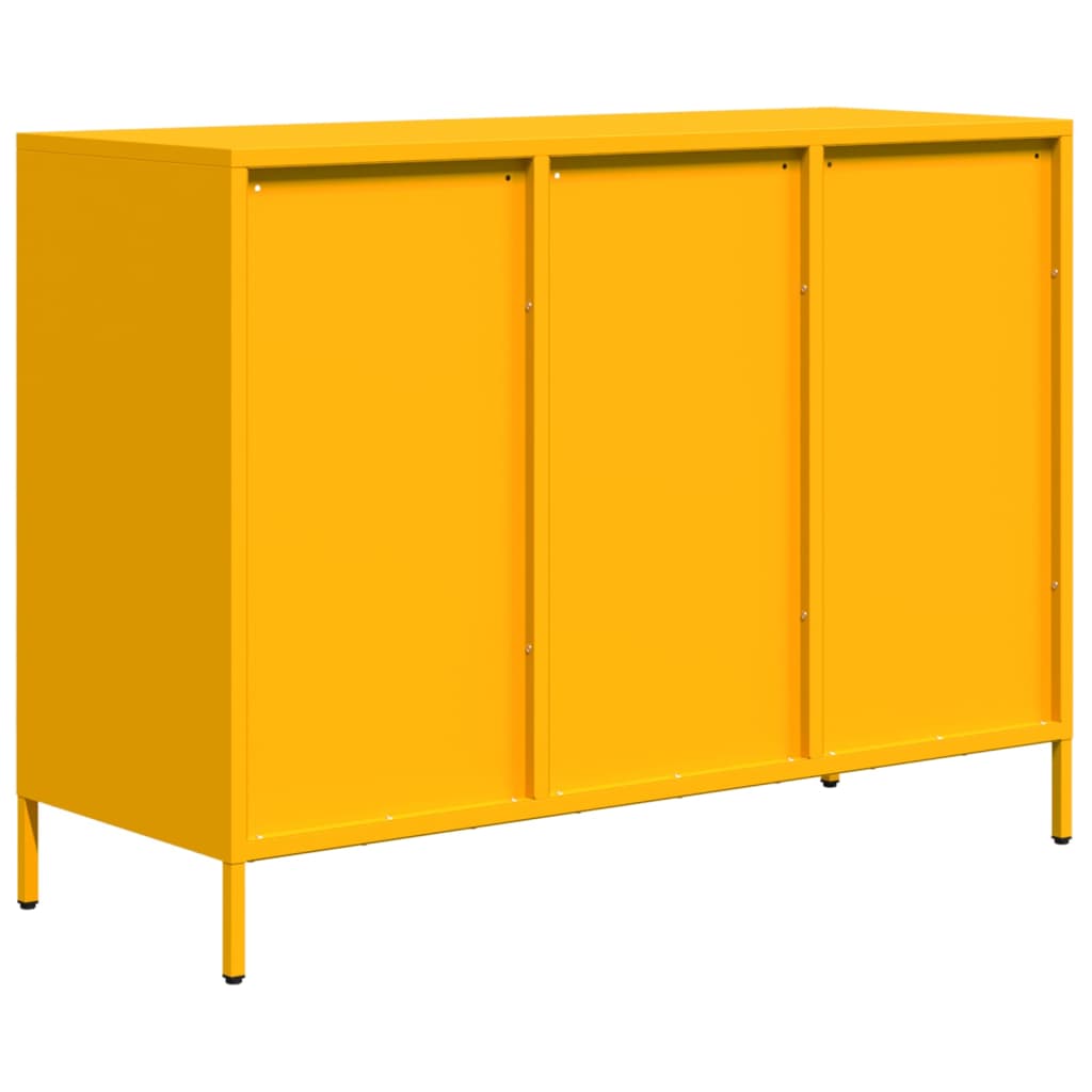 vidaXL Aparador acero laminado frío amarillo mostaza 101,5x39x73,5 cm