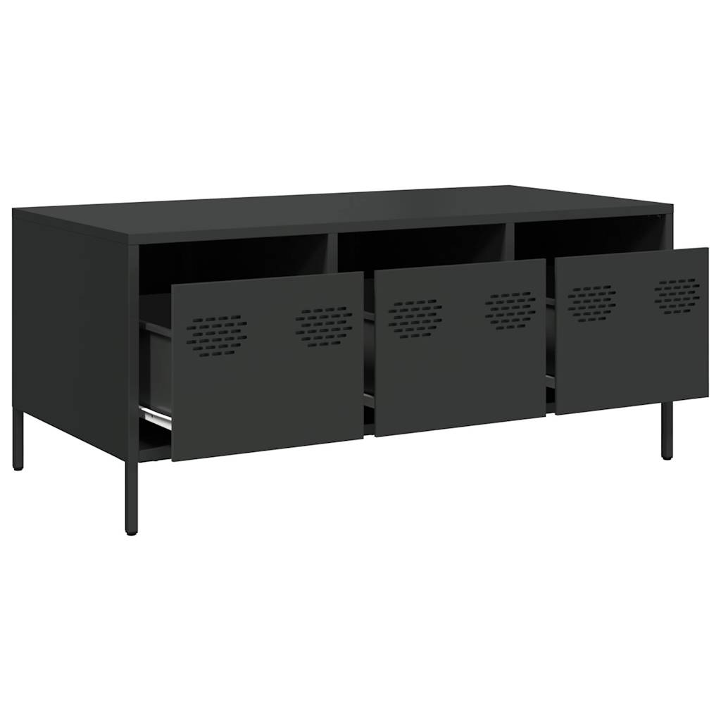 vidaXL Mesa de centro acero laminado en frío negro 101,5x50x43,5 cm