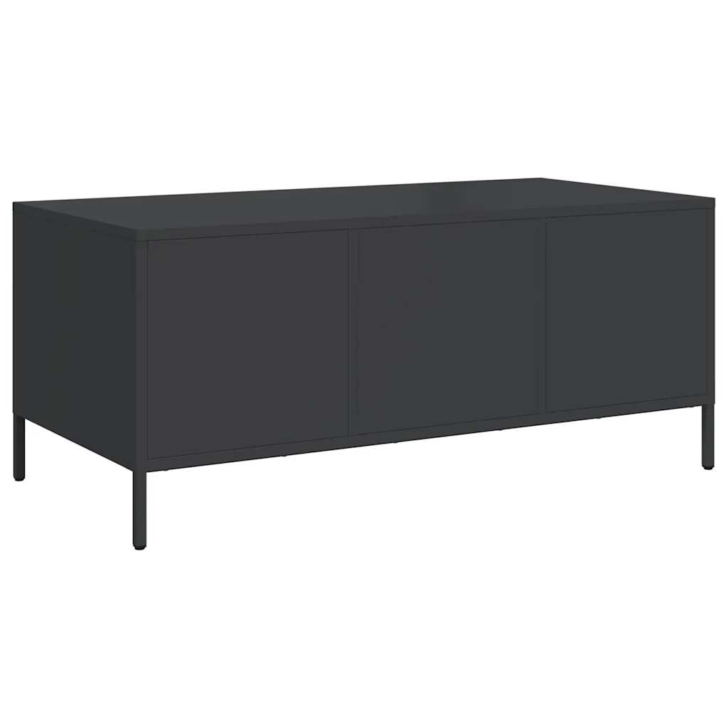 vidaXL Mesa de centro acero laminado en frío negro 101,5x50x43,5 cm