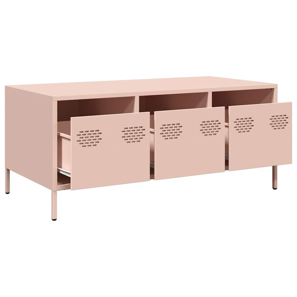 vidaXL Mesa de centro acero laminado en frío rosa 101,5x50x43,5 cm