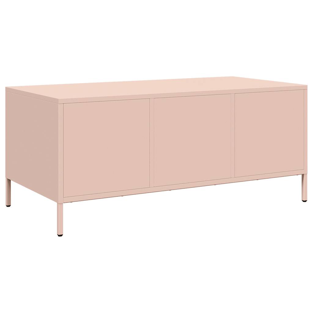 vidaXL Mesa de centro acero laminado en frío rosa 101,5x50x43,5 cm