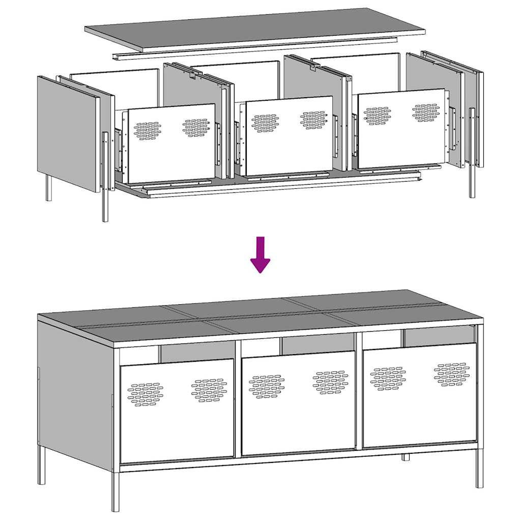 vidaXL Mesa de centro acero laminado en frío antracita 101,5x50x43,5cm