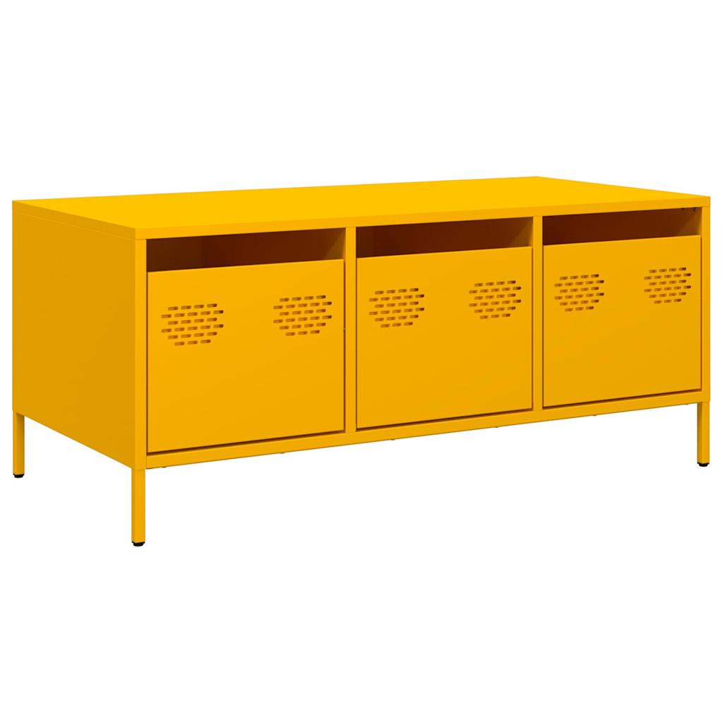 vidaXL Mesa de centro acero laminado en frío amarillo 101,5x50x43,5 cm