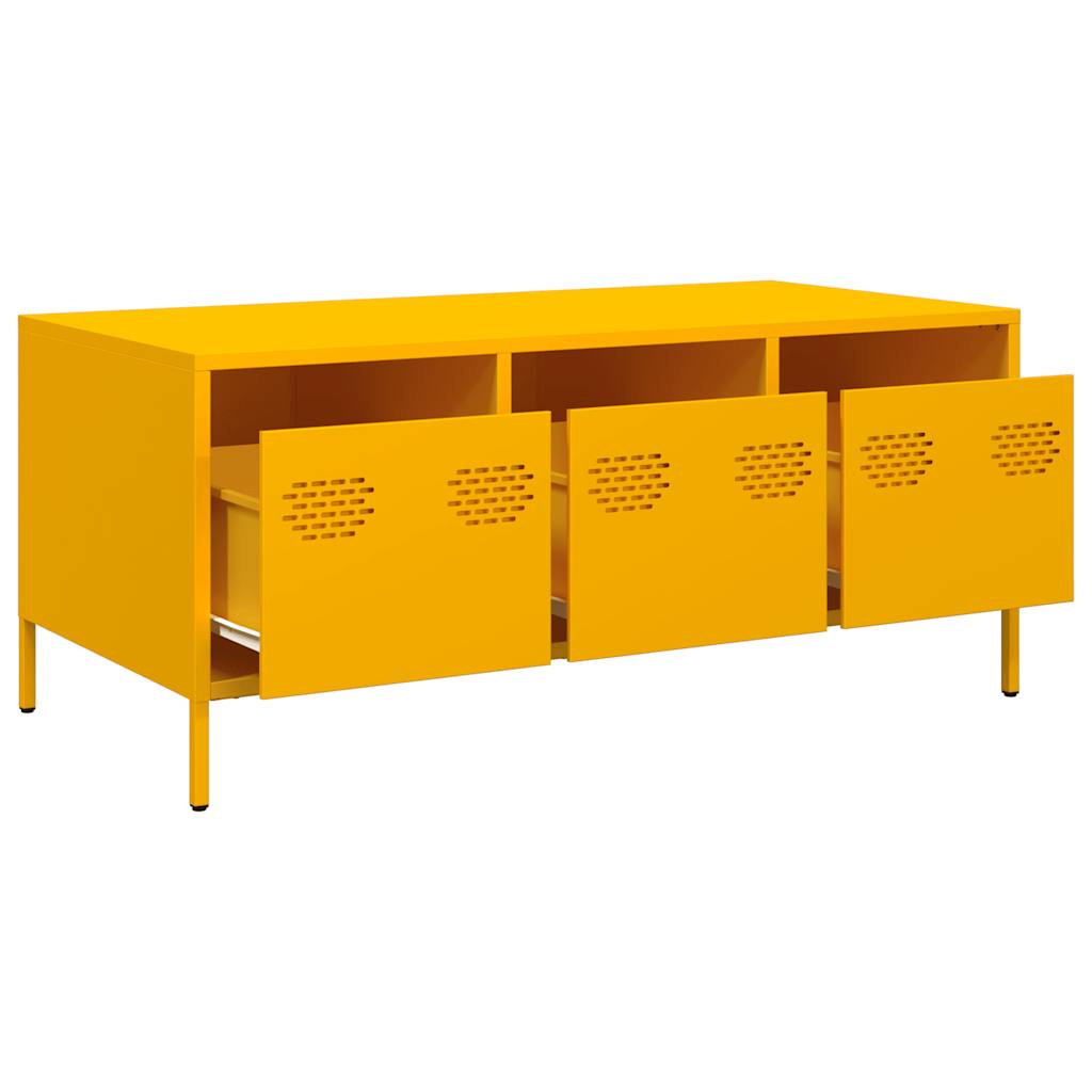 vidaXL Mesa de centro acero laminado en frío amarillo 101,5x50x43,5 cm