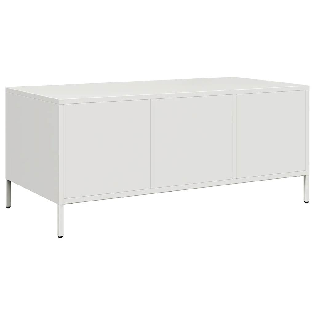 vidaXL Mesa de centro acero laminado en frío blanco 101,5x50x43,5 cm