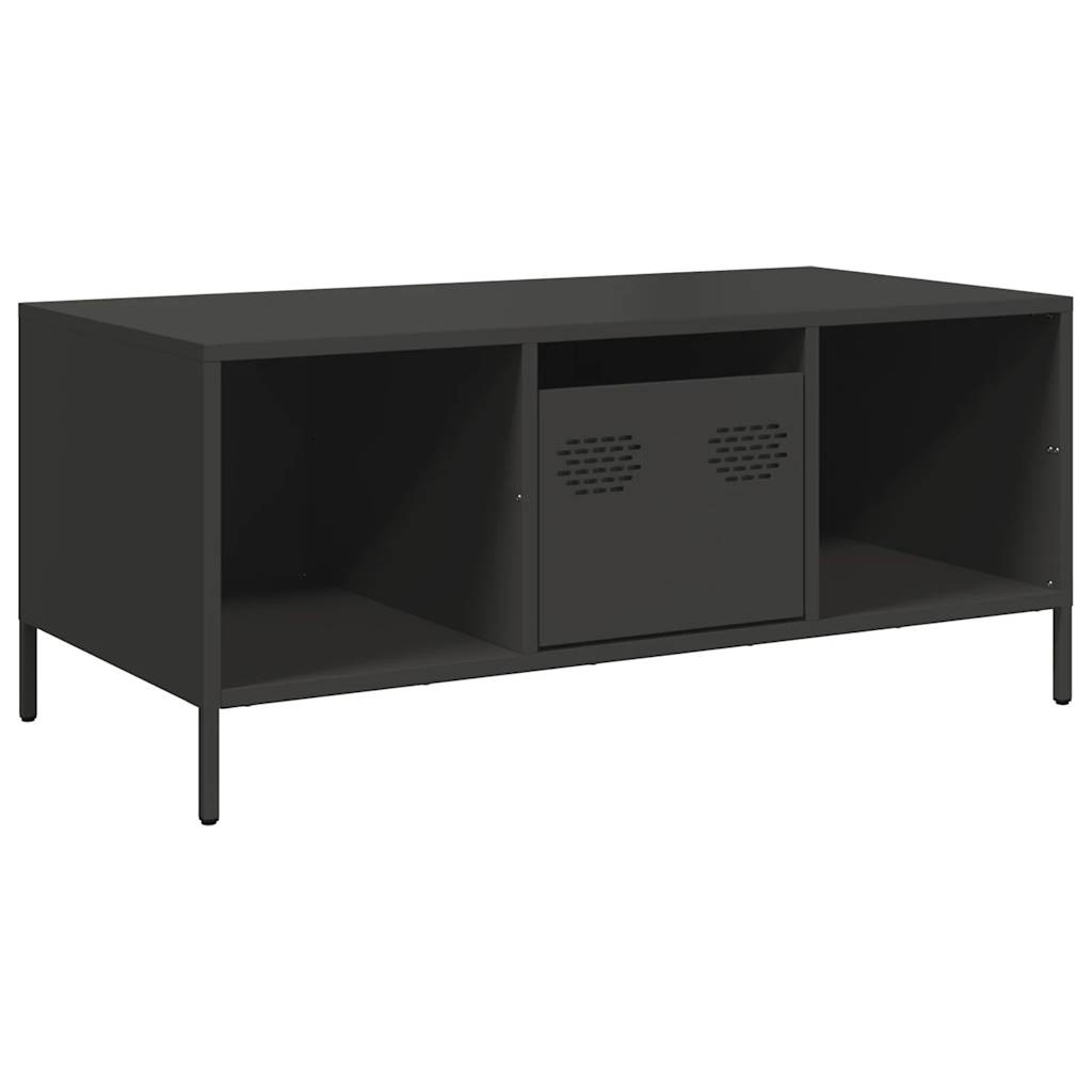 vidaXL Mesa de centro acero laminado en frío negro 101,5x50x43,5 cm