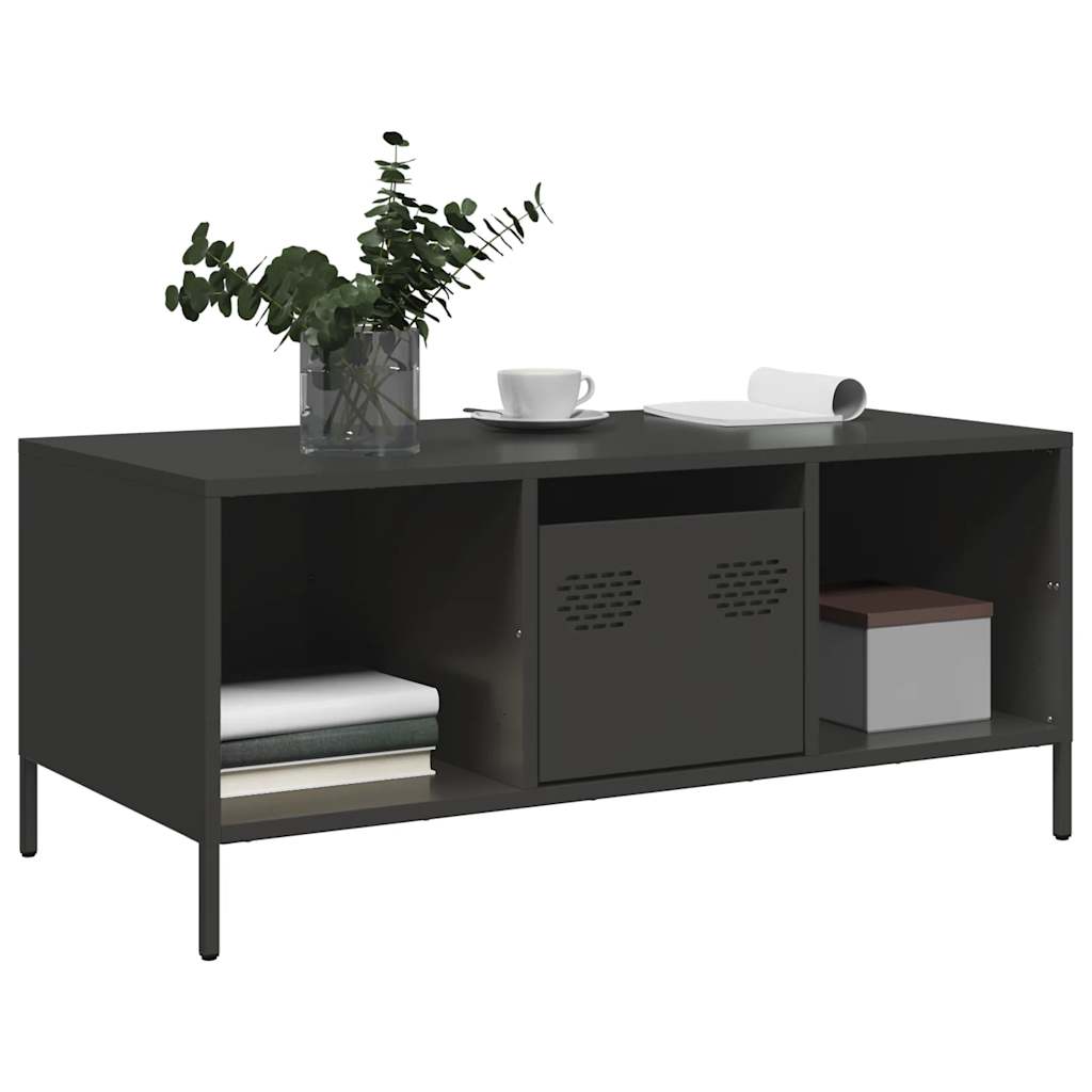 vidaXL Mesa de centro acero laminado en frío negro 101,5x50x43,5 cm