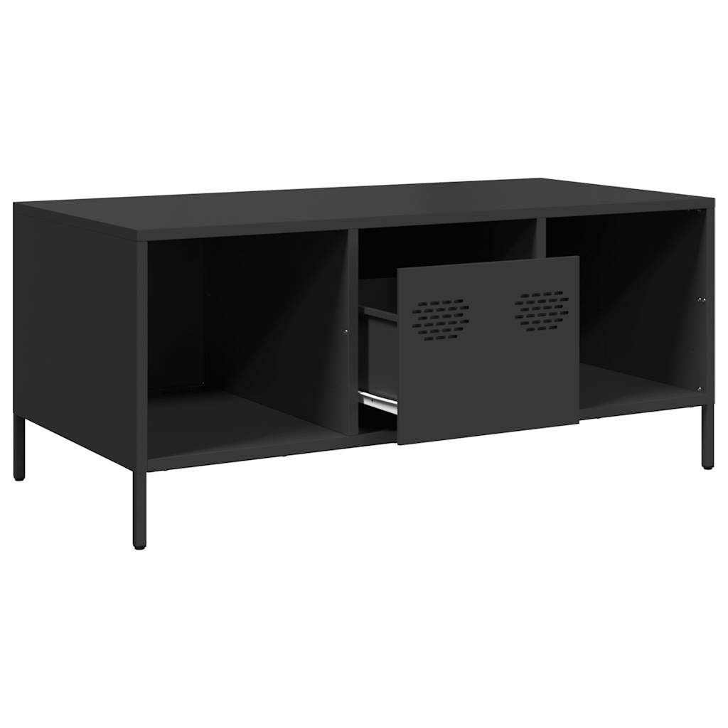 vidaXL Mesa de centro acero laminado en frío negro 101,5x50x43,5 cm