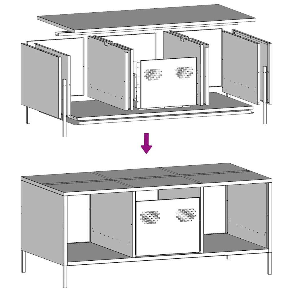 vidaXL Mesa de centro acero laminado en frío negro 101,5x50x43,5 cm