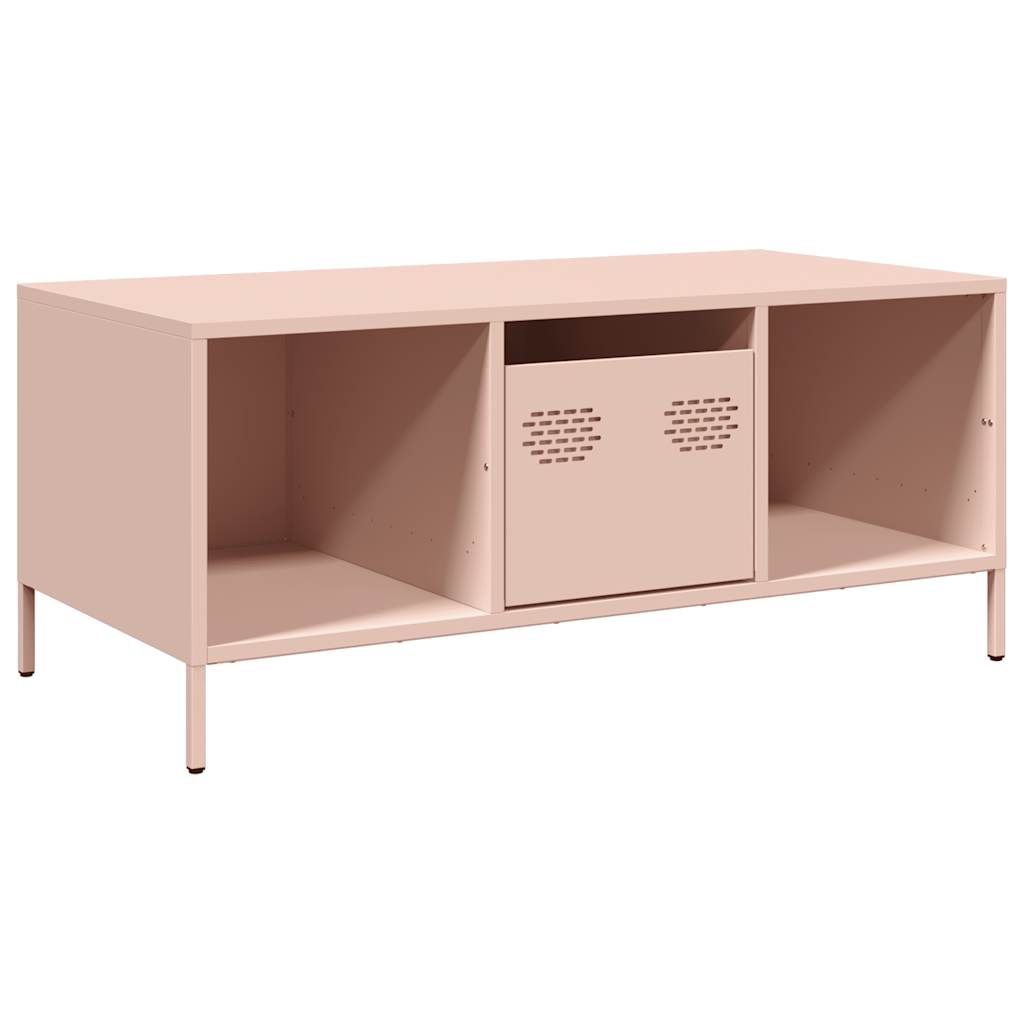 vidaXL Mesa de centro acero laminado en frío rosa 101,5x50x43,5 cm