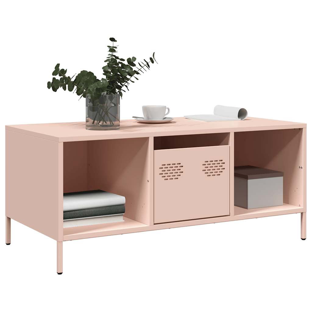 vidaXL Mesa de centro acero laminado en frío rosa 101,5x50x43,5 cm