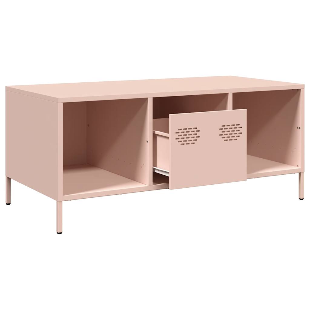 vidaXL Mesa de centro acero laminado en frío rosa 101,5x50x43,5 cm