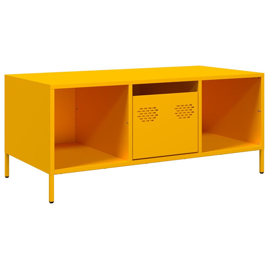 vidaXL Mesa de centro acero laminado en frío amarillo 101,5x50x43,5 cm