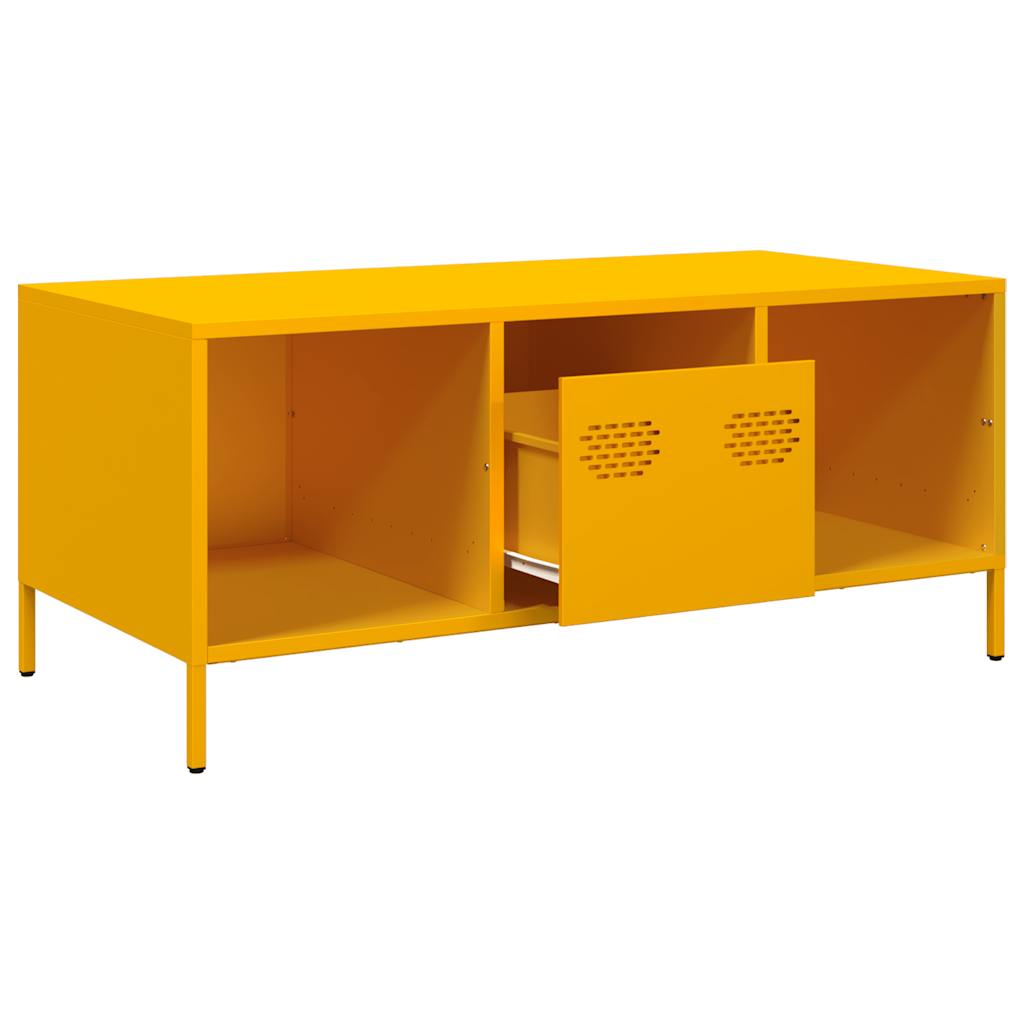 vidaXL Mesa de centro acero laminado en frío amarillo 101,5x50x43,5 cm