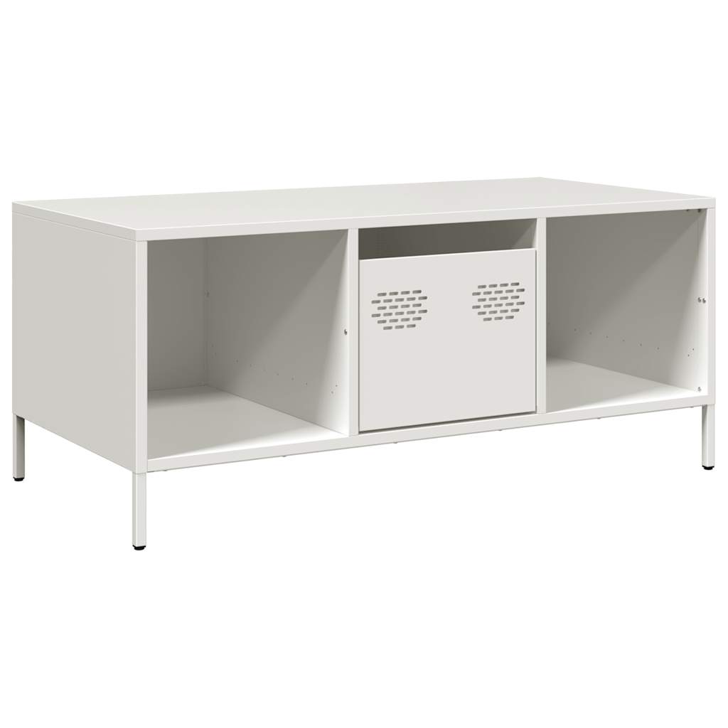 vidaXL Mesa de centro acero laminado en frío blanco 101,5x50x43,5 cm