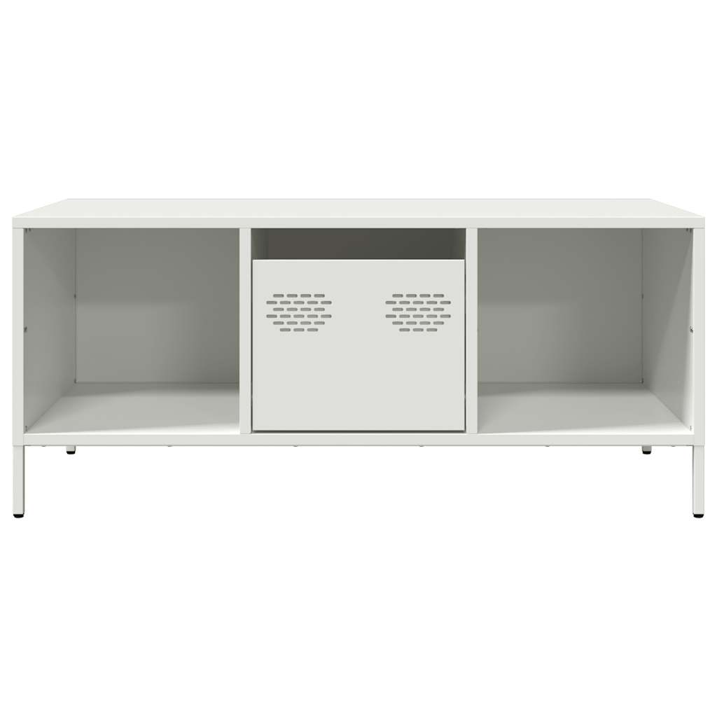 vidaXL Mesa de centro acero laminado en frío blanco 101,5x50x43,5 cm