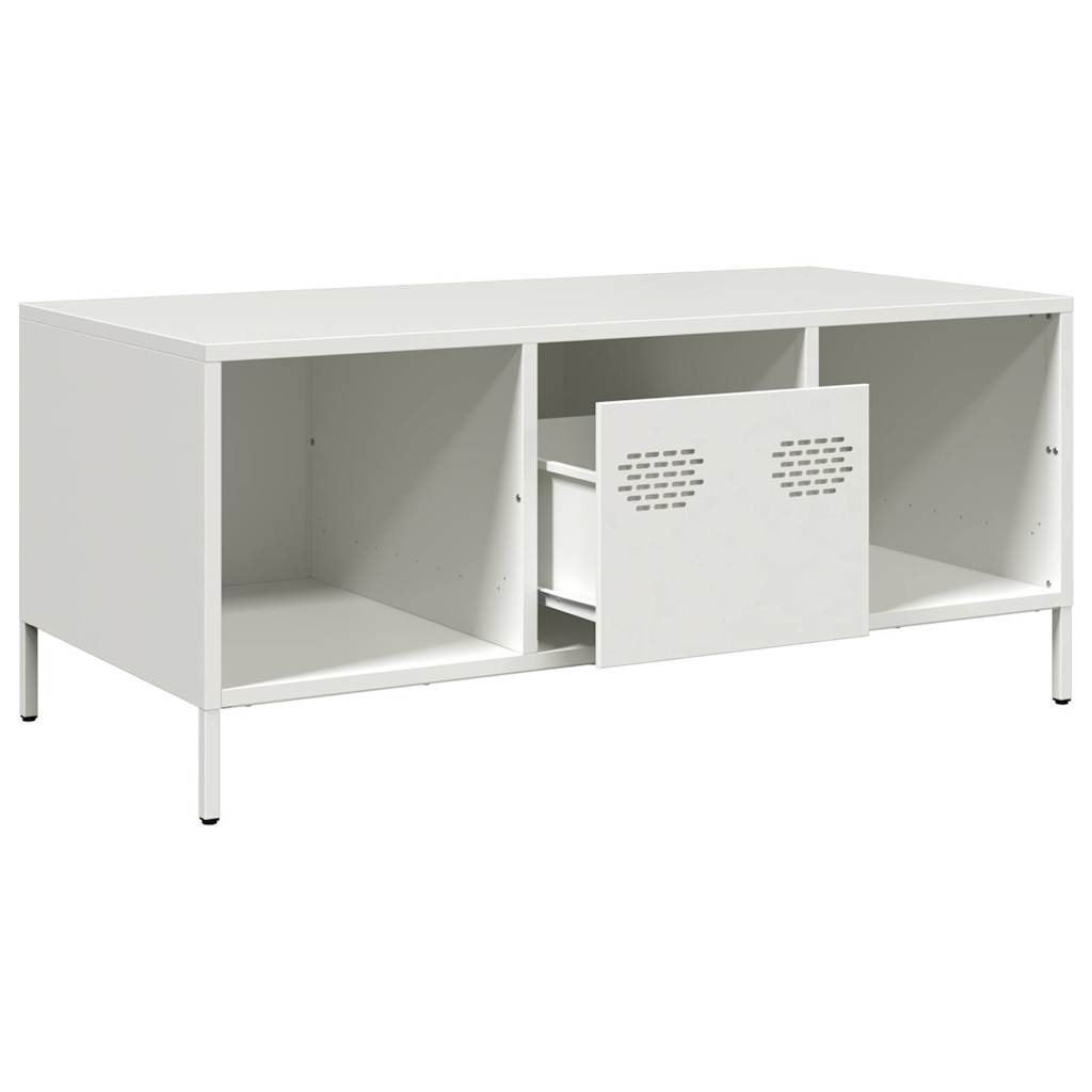 vidaXL Mesa de centro acero laminado en frío blanco 101,5x50x43,5 cm