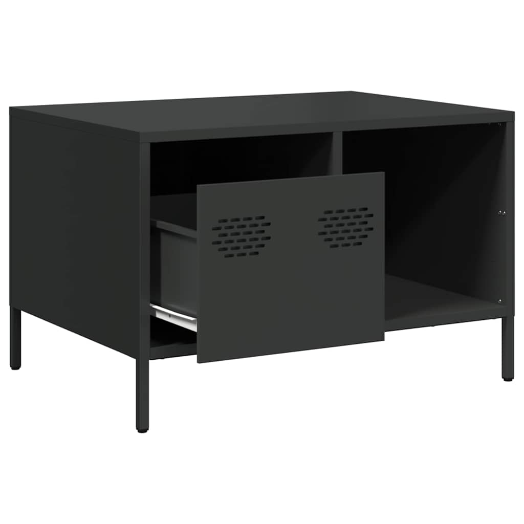 vidaXL Mesa de centro acero laminado en frío negro 68,5x50x43,5 cm