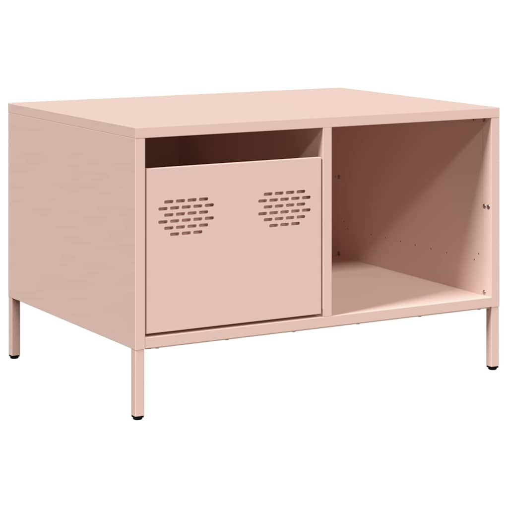 vidaXL Mesa de centro acero laminado en frío rosa 68,5x50x43,5 cm