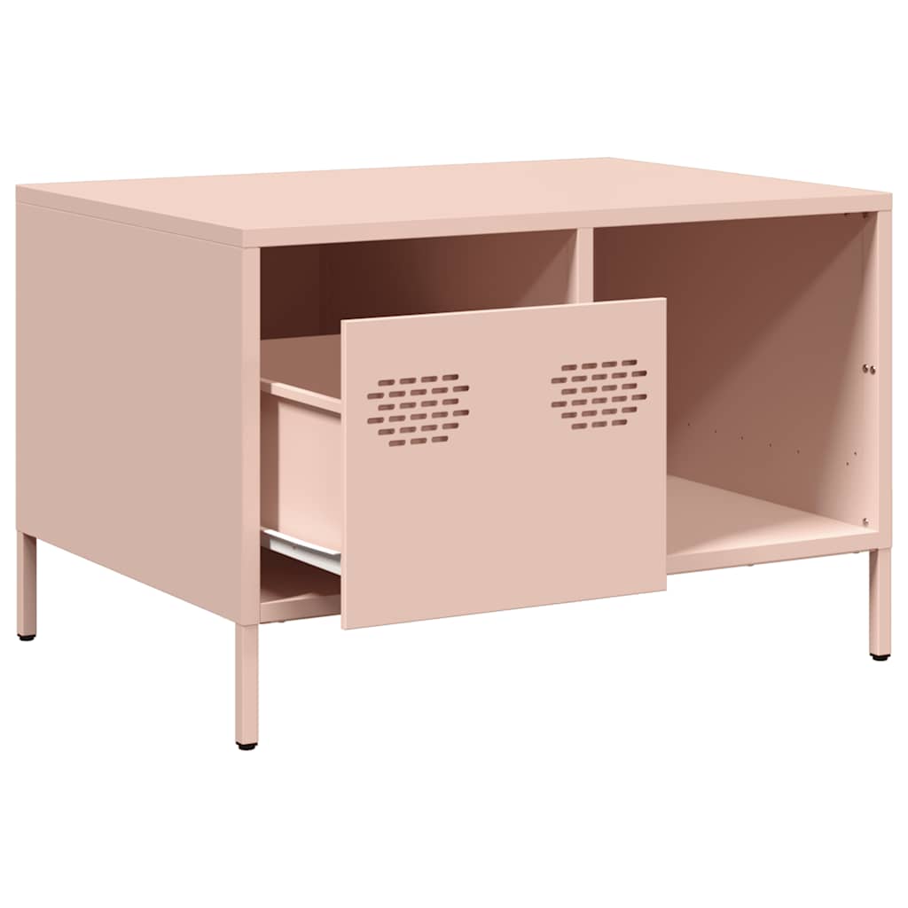 vidaXL Mesa de centro acero laminado en frío rosa 68,5x50x43,5 cm