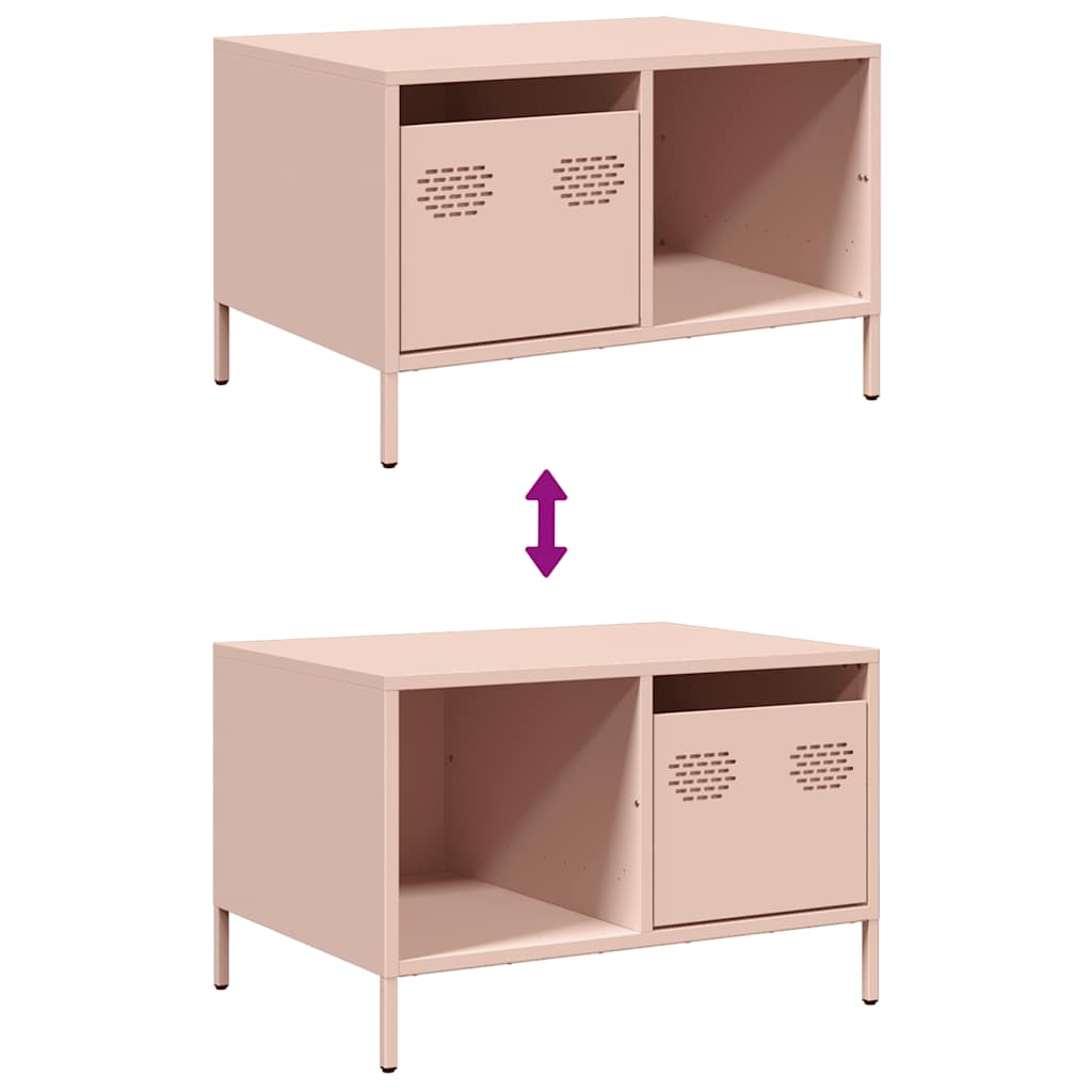 vidaXL Mesa de centro acero laminado en frío rosa 68,5x50x43,5 cm