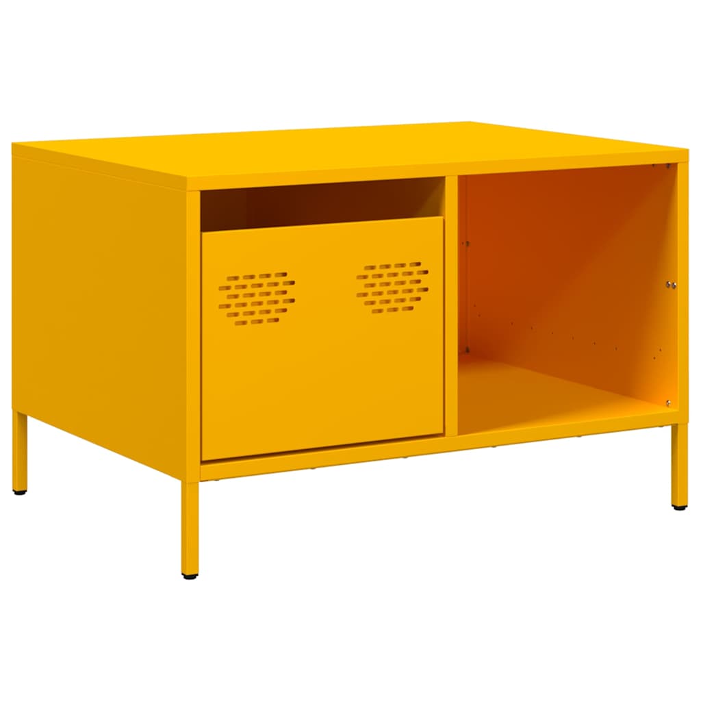 vidaXL Mesa de centro acero laminado en frío amarillo 68,5x50x43,5 cm