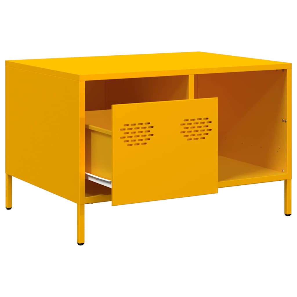 vidaXL Mesa de centro acero laminado en frío amarillo 68,5x50x43,5 cm