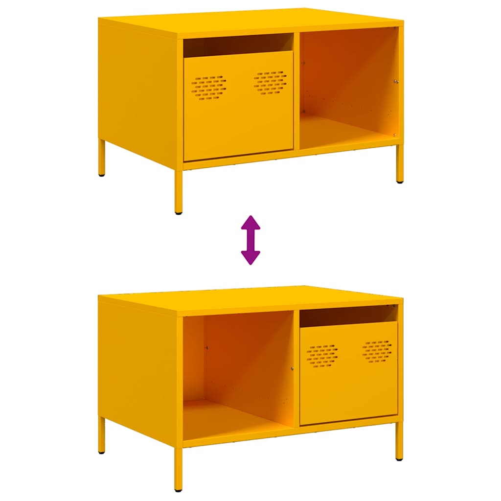 vidaXL Mesa de centro acero laminado en frío amarillo 68,5x50x43,5 cm