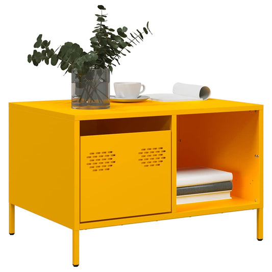 vidaXL Mesa de centro acero laminado en frío amarillo 68,5x50x43,5 cm