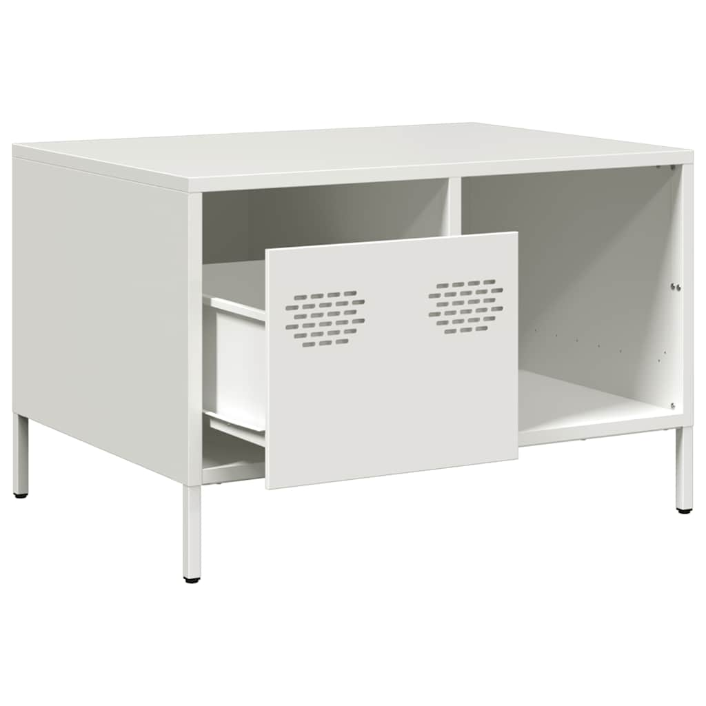 vidaXL Mesa de centro acero laminado en frío blanco 68,5x50x43,5 cm