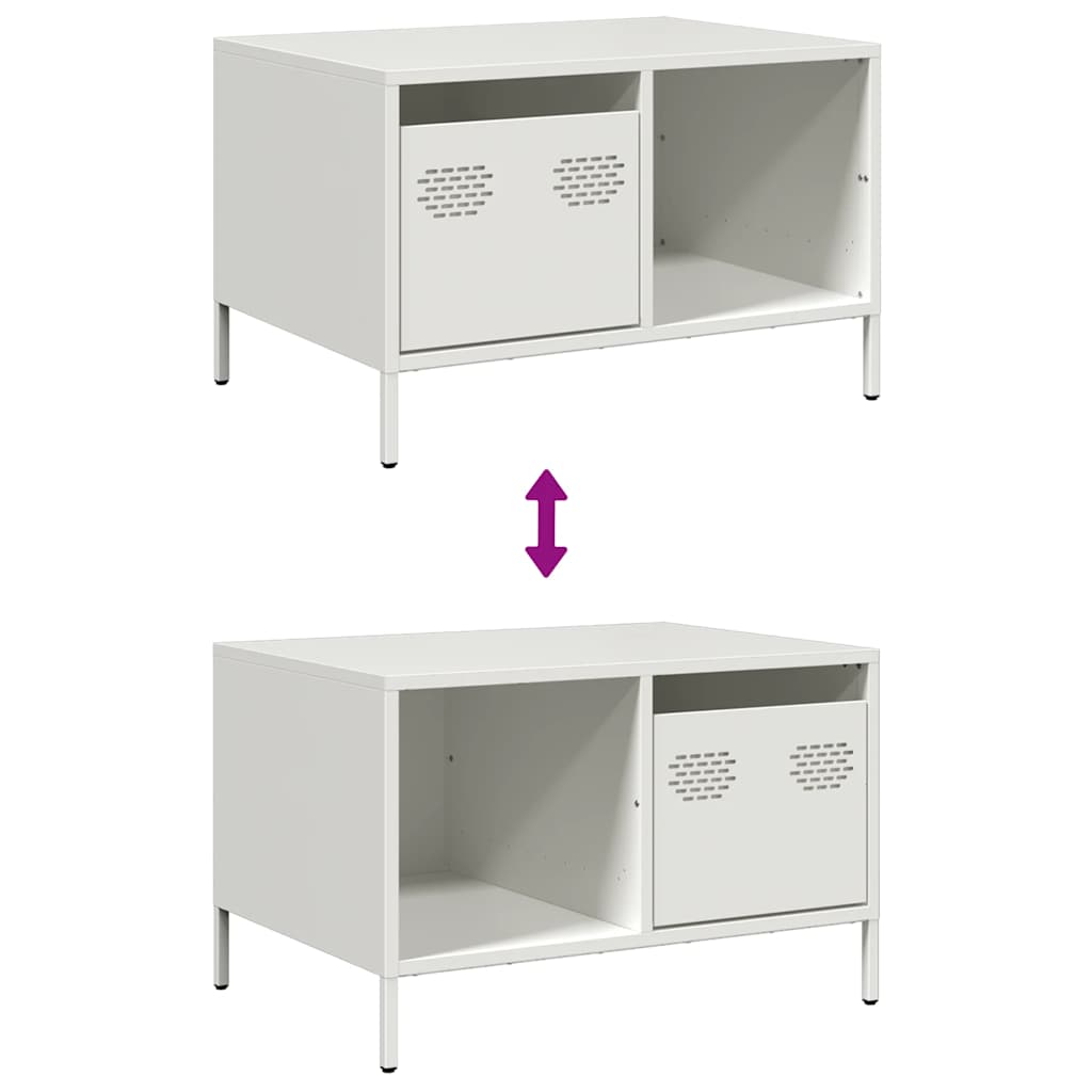 vidaXL Mesa de centro acero laminado en frío blanco 68,5x50x43,5 cm