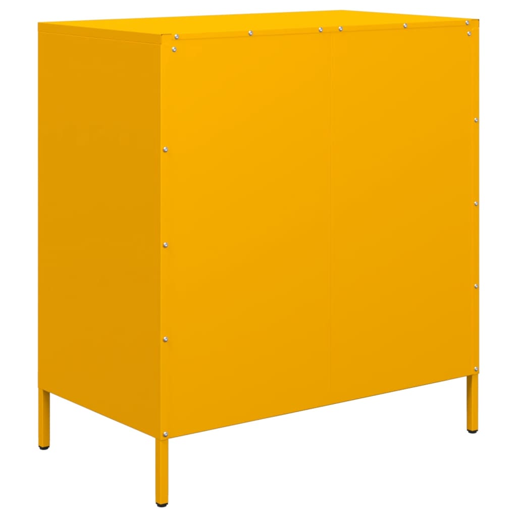 vidaXL Aparador acero laminado en frío amarillo mostaza 68x39x73,5 cm