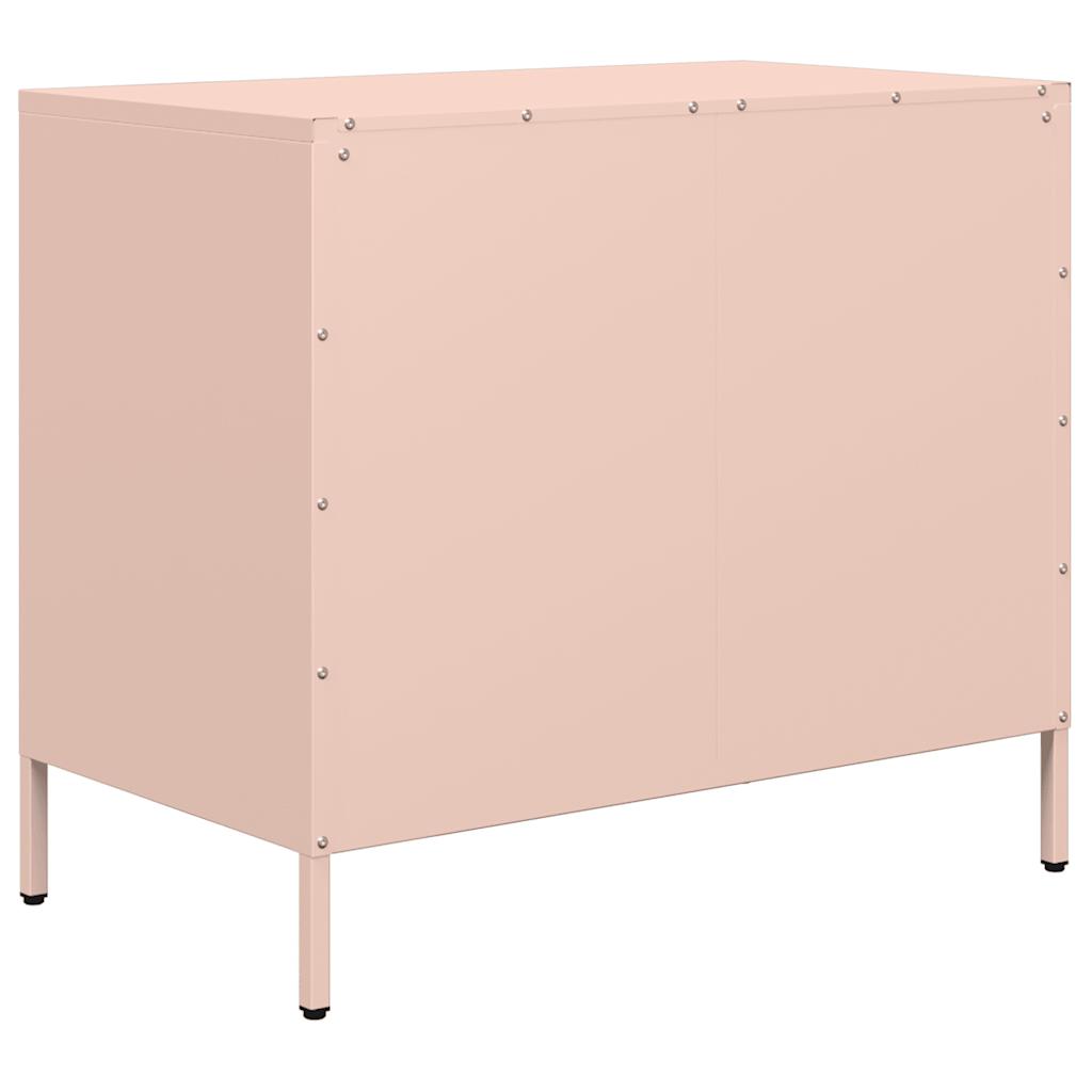 vidaXL Aparador de acero laminado en frío rosa 68x39x58,5 cm