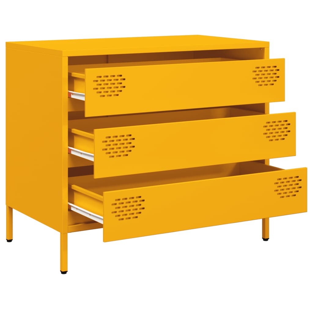 vidaXL Aparador acero laminado en frío amarillo mostaza 68x39x58,5 cm