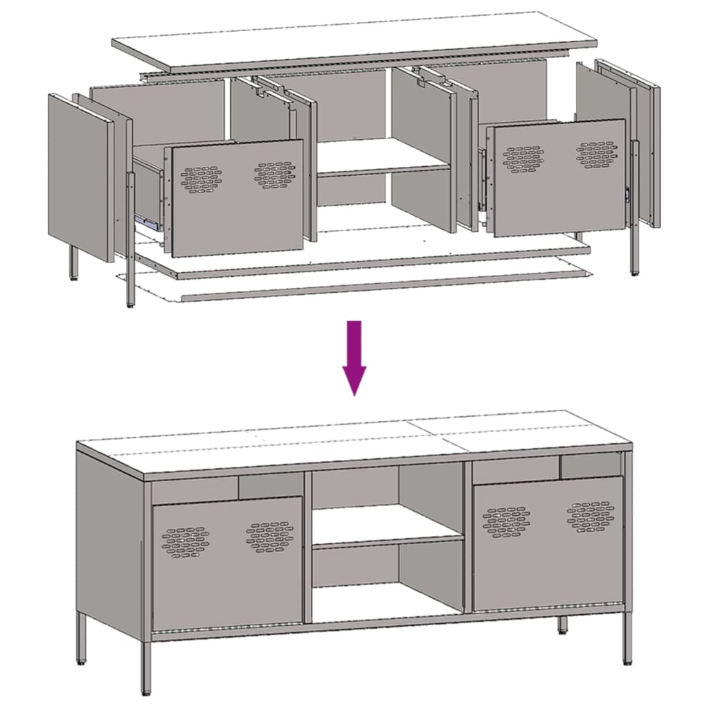 vidaXL Mueble de TV acero laminado en frío antracita 101,5x39x43,5 cm