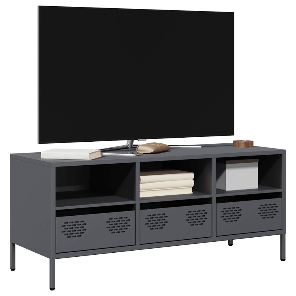 vidaXL Mueble de TV acero laminado en frío antracita 101,5x39x43,5 cm