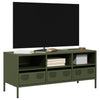 vidaXL Mueble TV acero laminado en frío verde oliva 101,5x39x43,5 cm