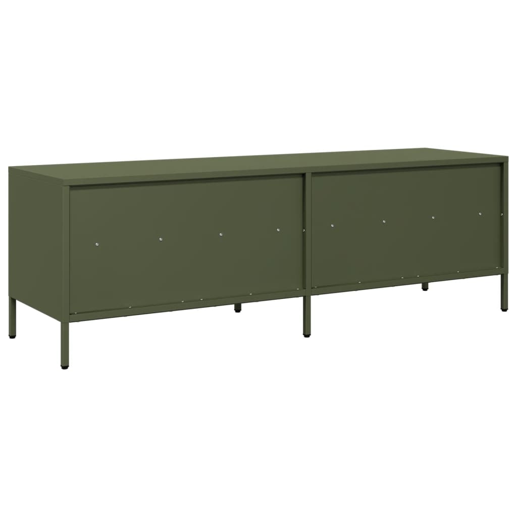 vidaXL Mueble TV acero laminado en frío verde oliva 135x39x43,5 cm