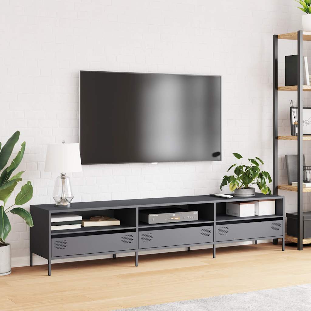 vidaXL Mueble de TV acero laminado en frío antracita 202x39x43,5 cm