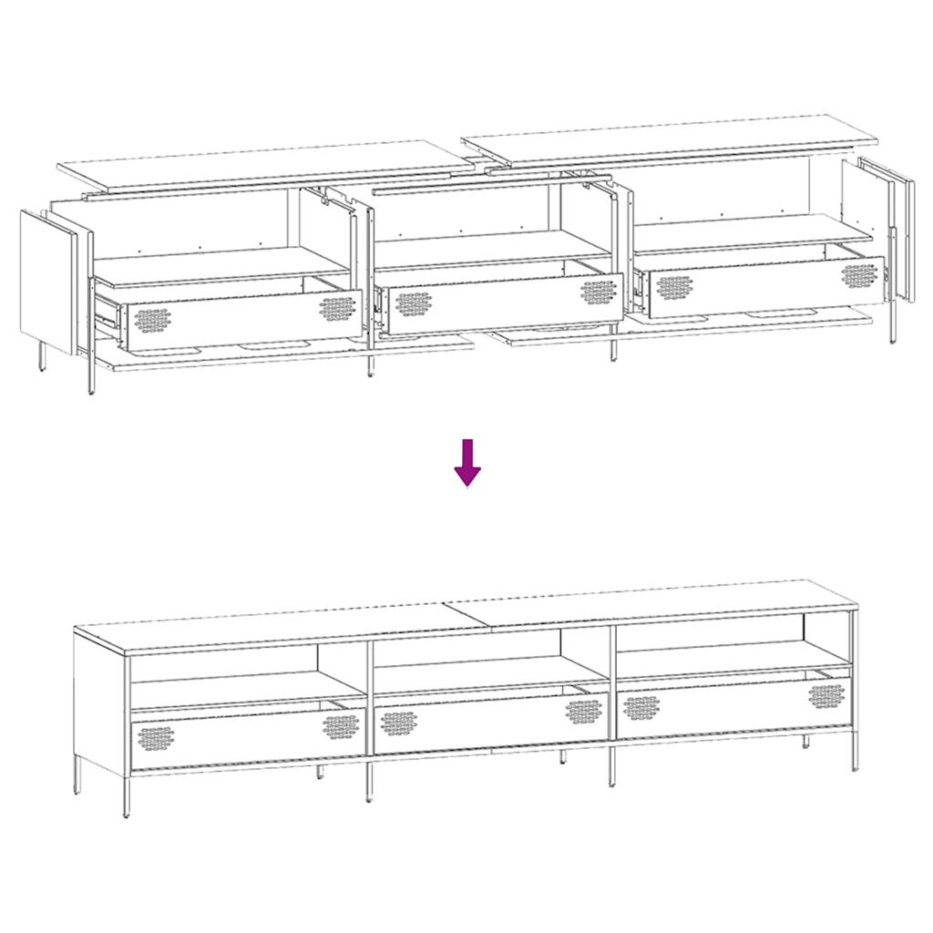 vidaXL Mueble de TV acero laminado en frío antracita 202x39x43,5 cm