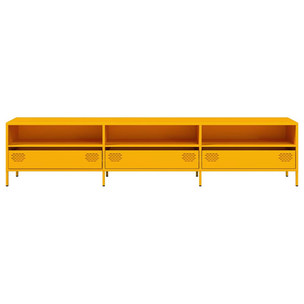 vidaXL Mueble TV acero laminado en frío amarillo mostaza 202x39x43,5cm