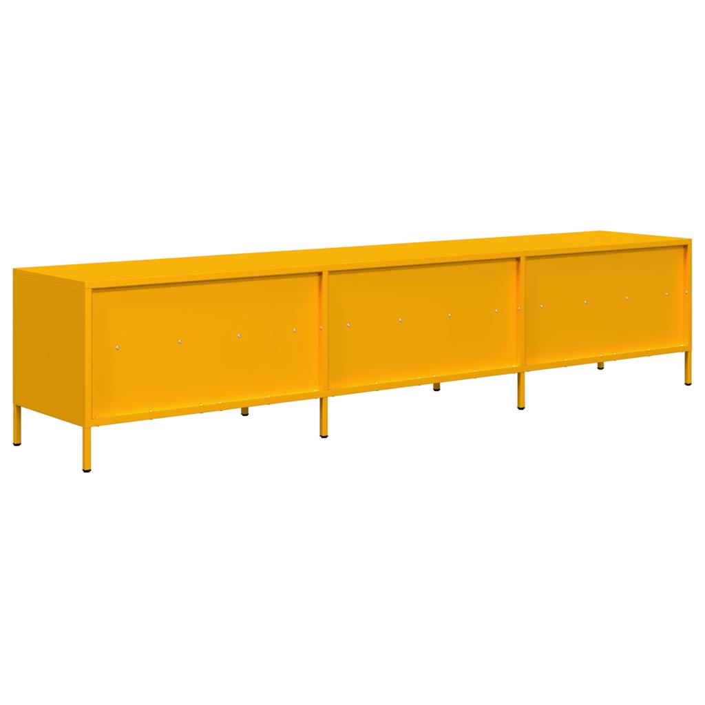 vidaXL Mueble TV acero laminado en frío amarillo mostaza 202x39x43,5cm