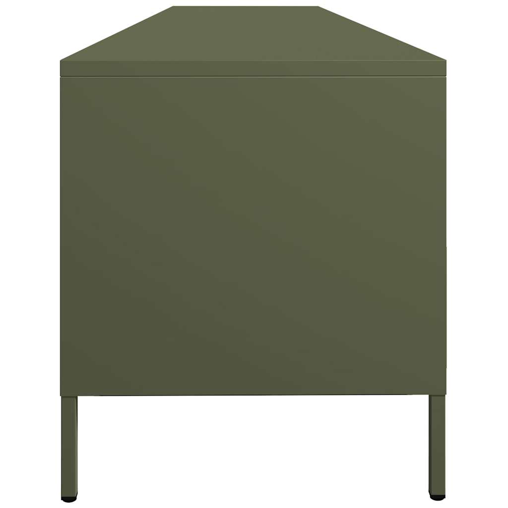 vidaXL Mueble TV acero laminado en frío verde oliva 202x39x43,5 cm