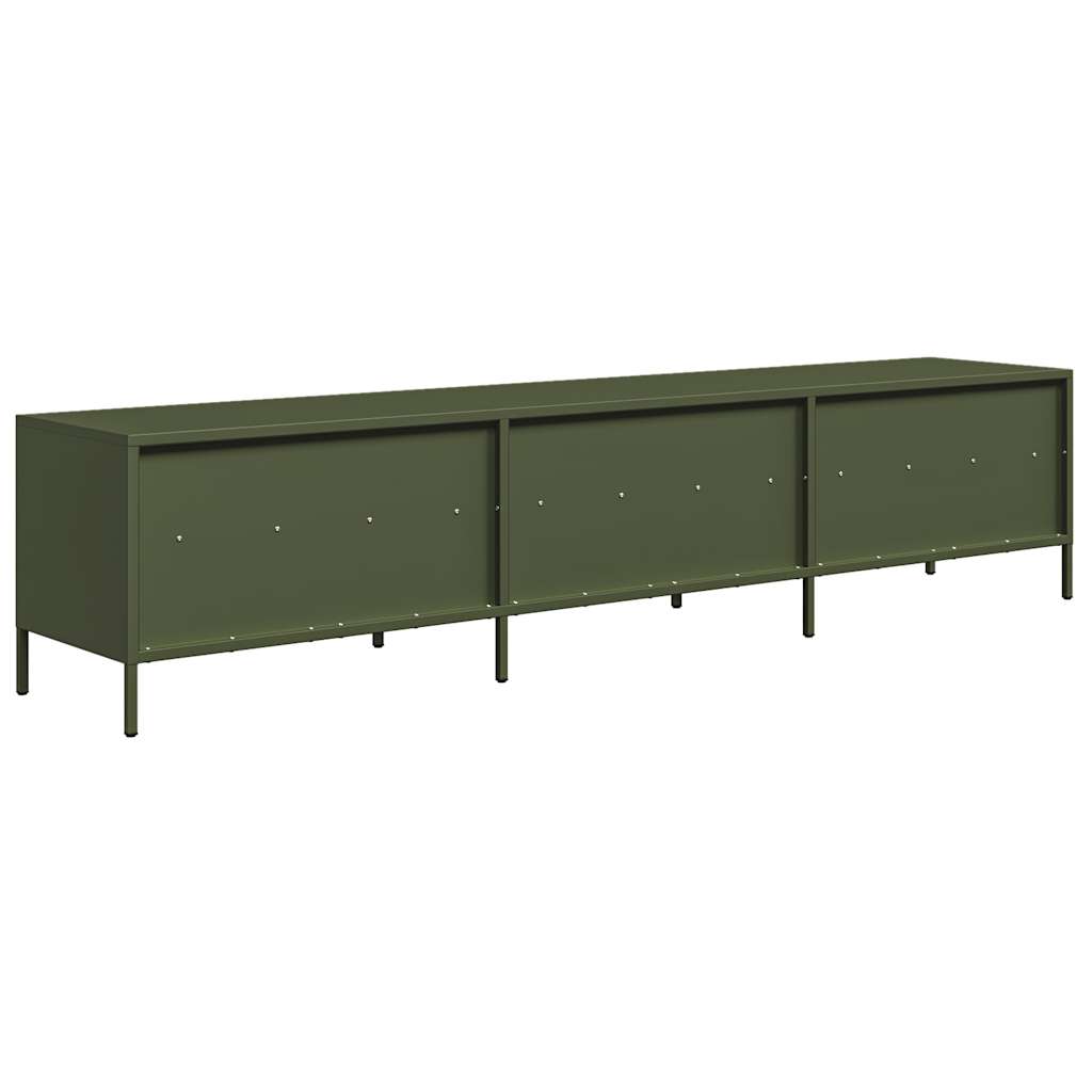 vidaXL Mueble TV acero laminado en frío verde oliva 202x39x43,5 cm